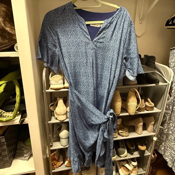 Vineyard Vines Blue Pattern Wrap Dress - Picture 1 of 3